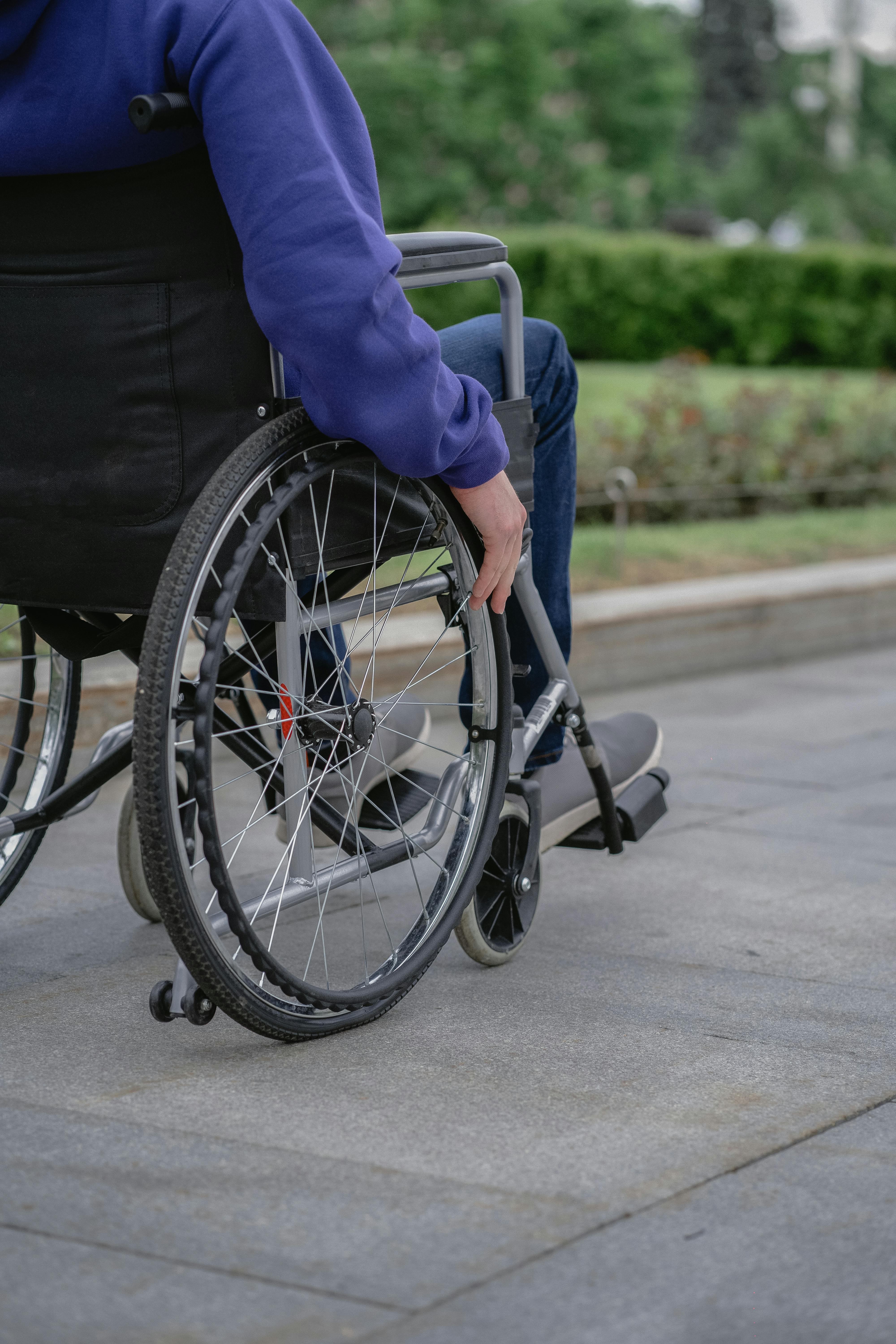 Close-up of mobility support in an outdoor setting